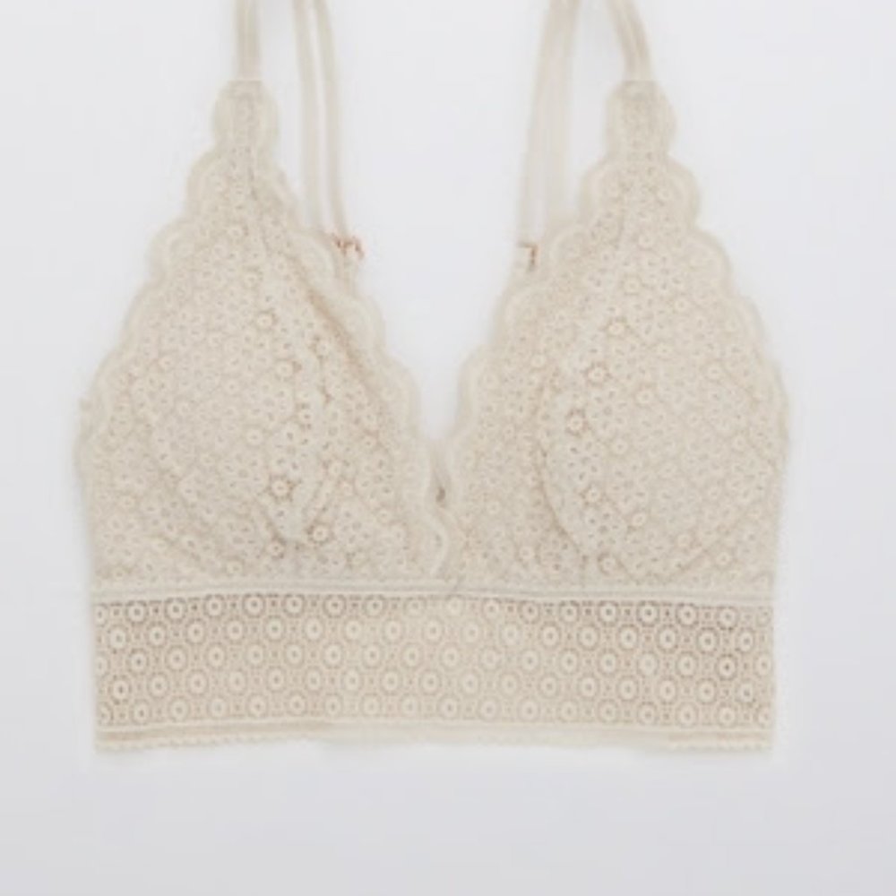 Padded Lace Plunge Bralette, Size L